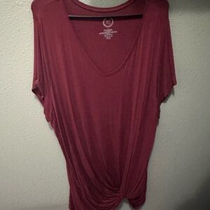 Women's V-Neck Burgundy Top